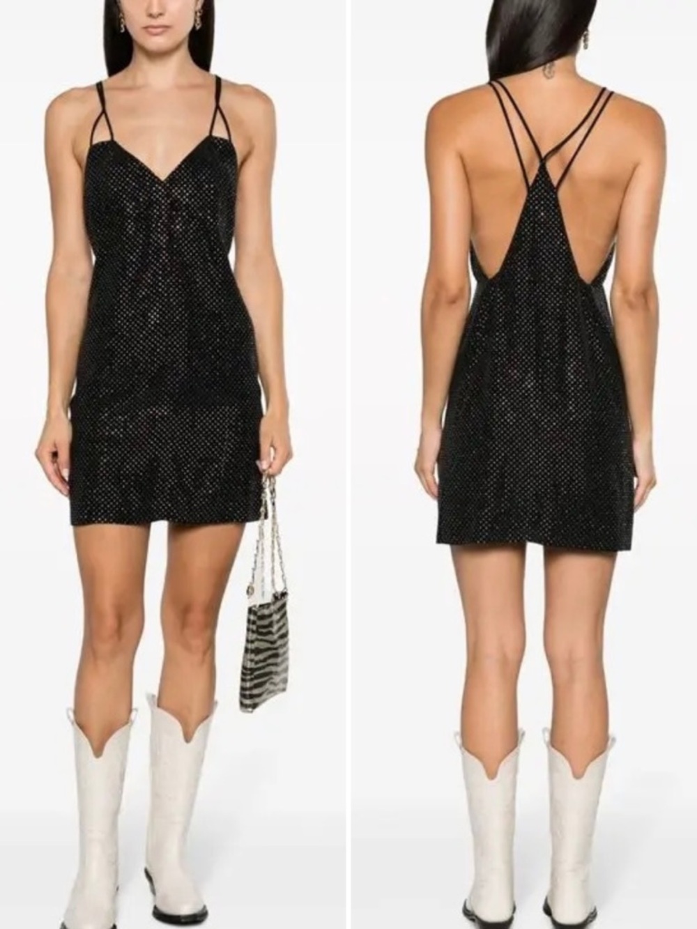 Zadig & Voltaire Rohana Diamanté Silk Black Mini Dress Sz M MSRP $858 NWT - Picture 2 of 9